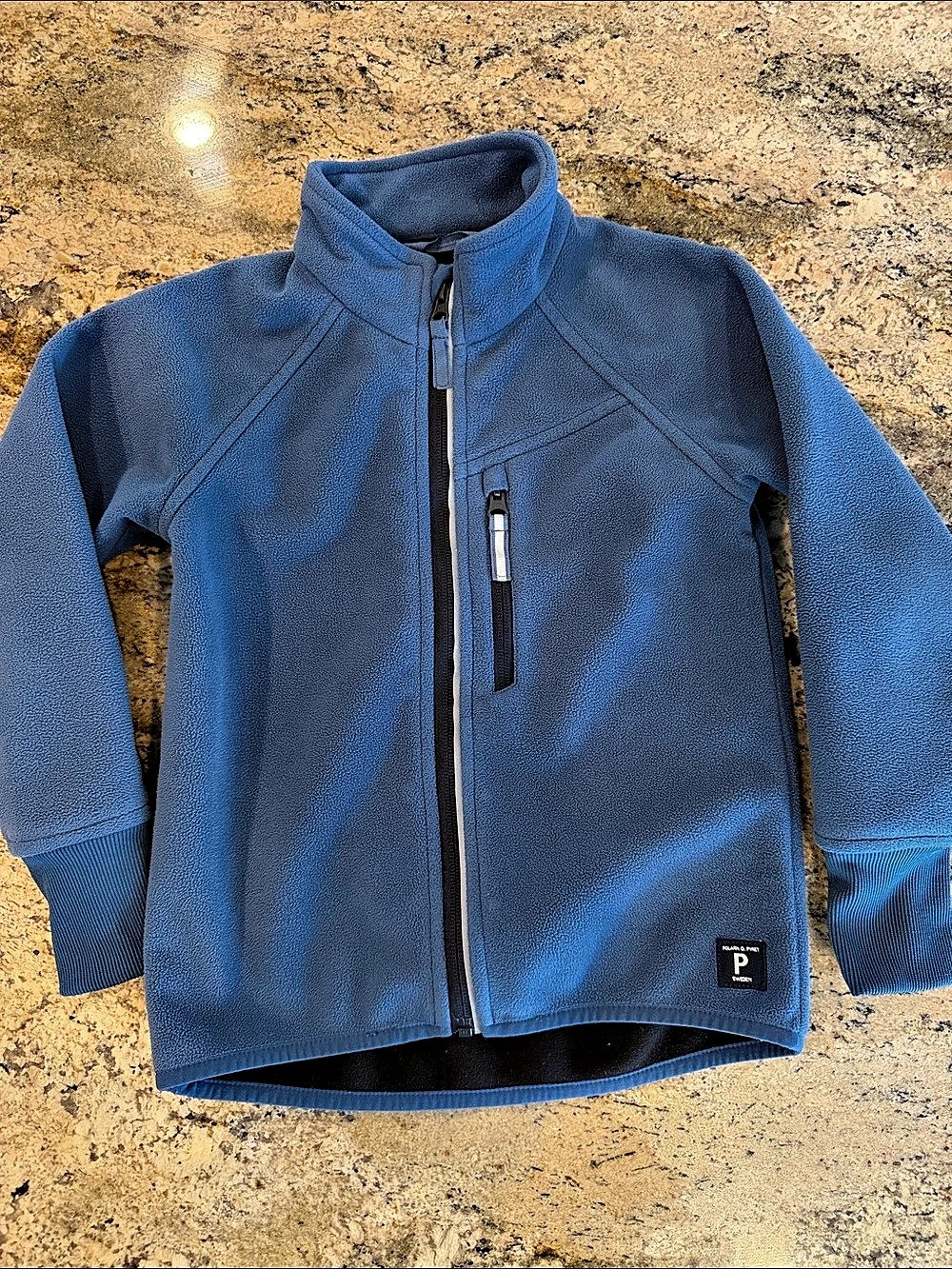 Polarn O. Pyret Windproof Fleece Jacket Blue size 4-6 years